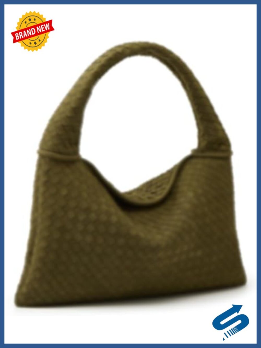 Woven Suede Hobo Bag Slouchy Crescent Crossbody Shoulder Tote Purse
